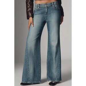 Pilcro Stretch Flare Leg Denim Biker Jeans Mid-Rise Women's Size 30 Blue